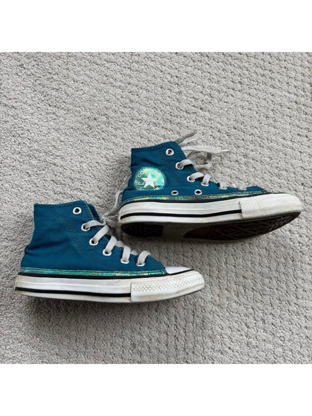 Converse teal with shimmer high top sneakers